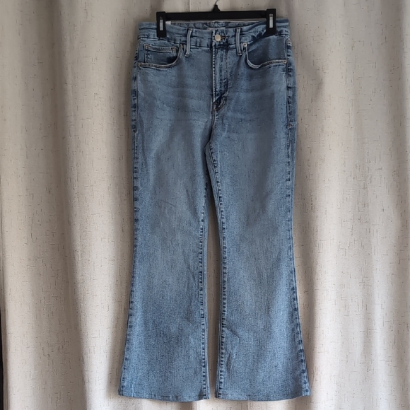 Good American Denim - Good American Good Legs Flare Split Pocket Light Wash Jeans Size 30 Indigo NWT